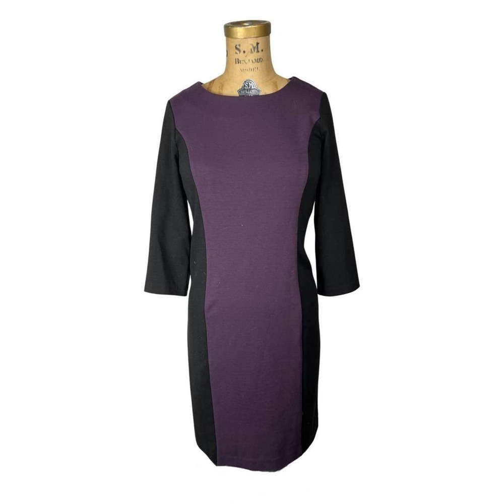 Chicos Purple Black Paneled Midi Dress